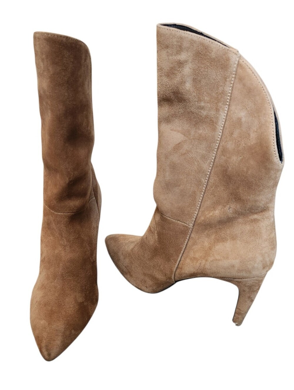 Rebecca Minkoff Havienne Tan Suede Slim Stiletto Boots Size 8 Mid-Calf Slouchy